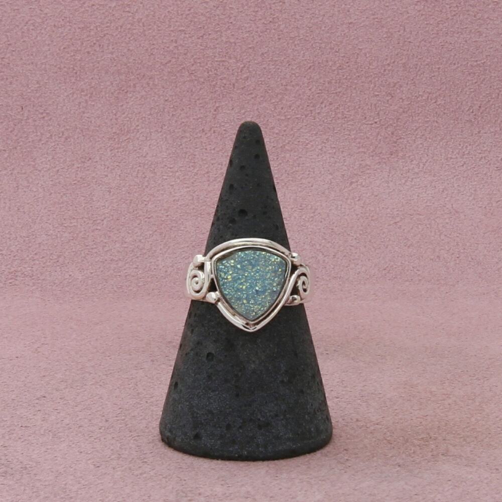 sajen sterling silver blue druzy swirl ring size 7